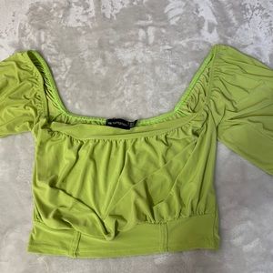Lime Green Ruched Crop Top